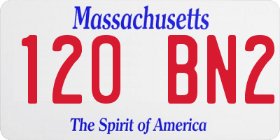 MA license plate 120BN2