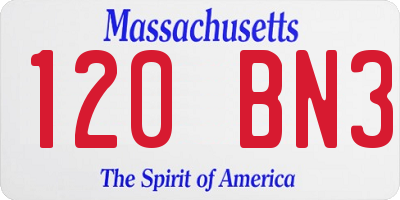 MA license plate 120BN3