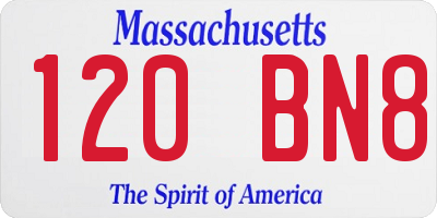 MA license plate 120BN8