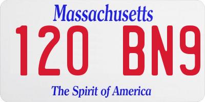 MA license plate 120BN9