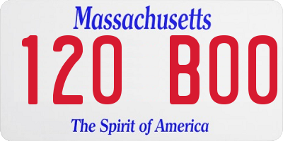 MA license plate 120BO0