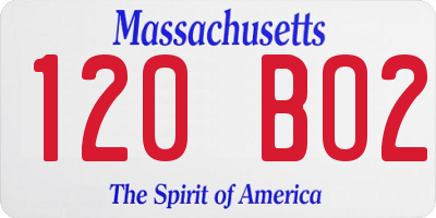 MA license plate 120BO2