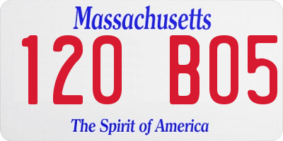 MA license plate 120BO5