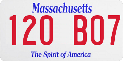 MA license plate 120BO7