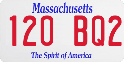 MA license plate 120BQ2