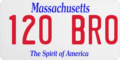 MA license plate 120BR0