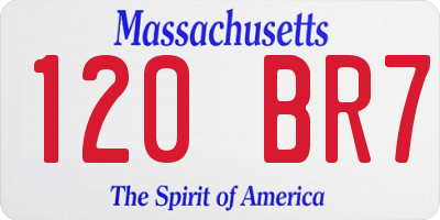 MA license plate 120BR7