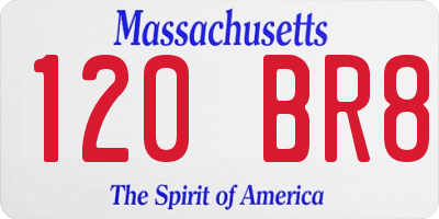 MA license plate 120BR8