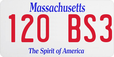 MA license plate 120BS3