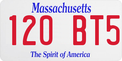 MA license plate 120BT5