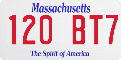 MA license plate 120BT7