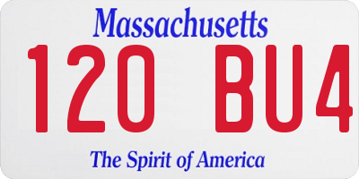 MA license plate 120BU4