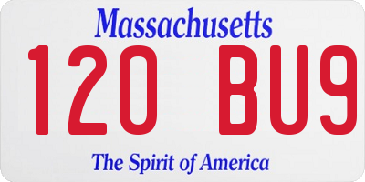 MA license plate 120BU9