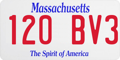 MA license plate 120BV3