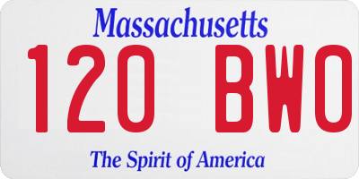 MA license plate 120BW0
