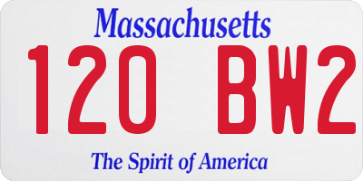 MA license plate 120BW2