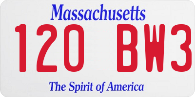 MA license plate 120BW3