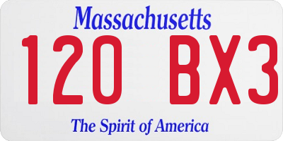 MA license plate 120BX3