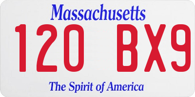 MA license plate 120BX9
