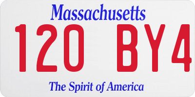 MA license plate 120BY4