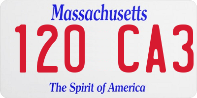 MA license plate 120CA3
