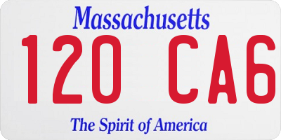 MA license plate 120CA6