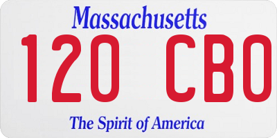 MA license plate 120CB0
