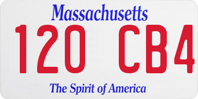 MA license plate 120CB4