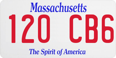 MA license plate 120CB6