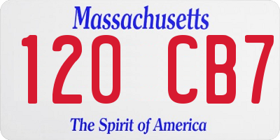 MA license plate 120CB7