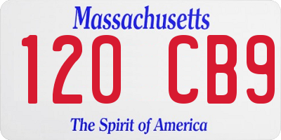 MA license plate 120CB9
