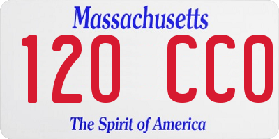 MA license plate 120CC0