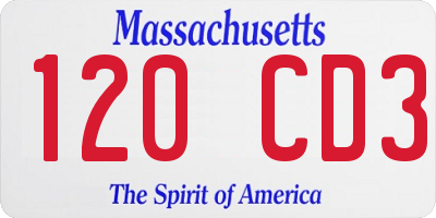 MA license plate 120CD3