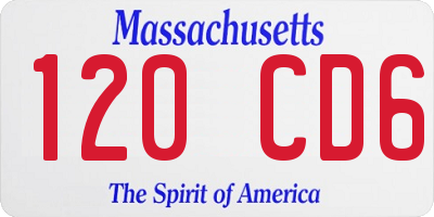 MA license plate 120CD6
