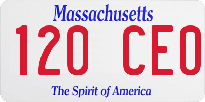 MA license plate 120CE0