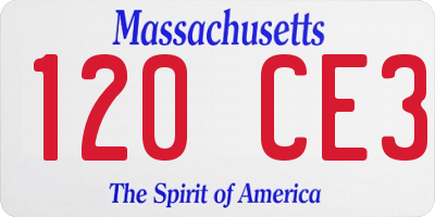 MA license plate 120CE3
