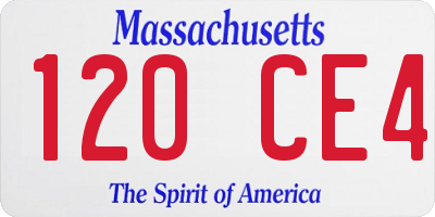 MA license plate 120CE4