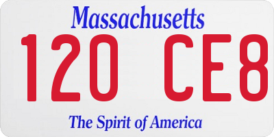 MA license plate 120CE8