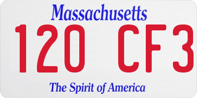 MA license plate 120CF3