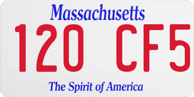 MA license plate 120CF5