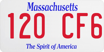 MA license plate 120CF6
