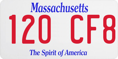 MA license plate 120CF8