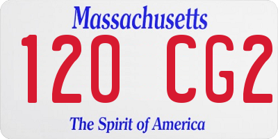 MA license plate 120CG2