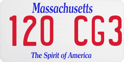 MA license plate 120CG3