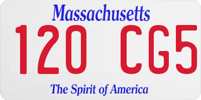 MA license plate 120CG5