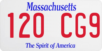 MA license plate 120CG9
