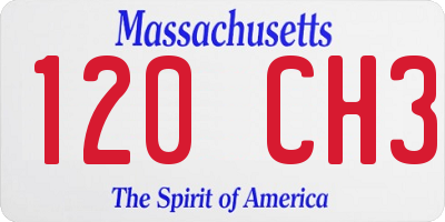 MA license plate 120CH3