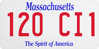 MA license plate 120CI1