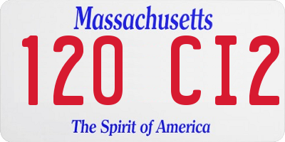 MA license plate 120CI2