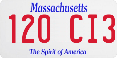 MA license plate 120CI3